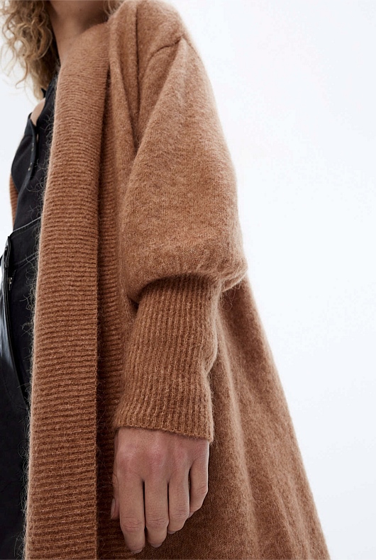 Mohair Knit Cardigan - Camel