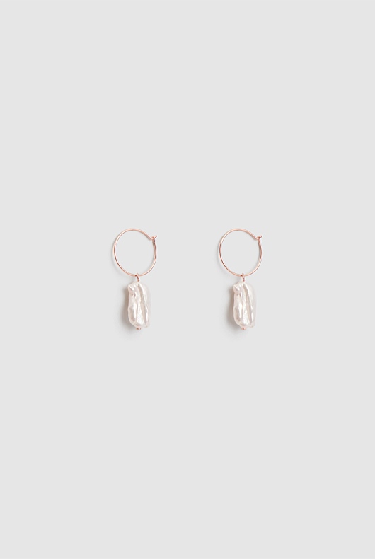 Freshwater Pearl Mini Hoops - Rose Gold