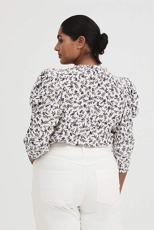 Painterly Print Blouse - Beech