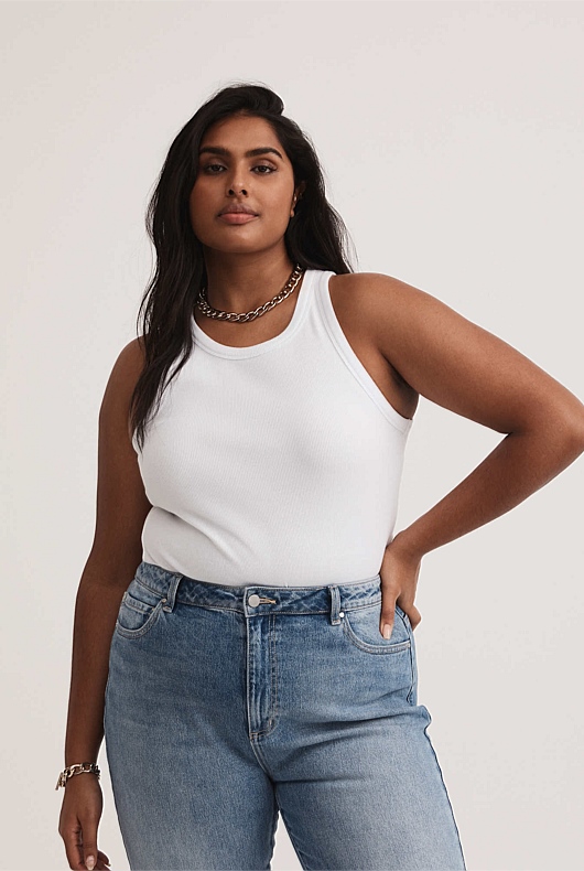 Racer Rib Tank - Pure White
