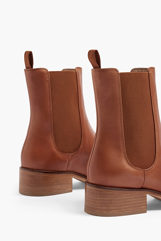 Leather Gusset Boot - Autumn Brown