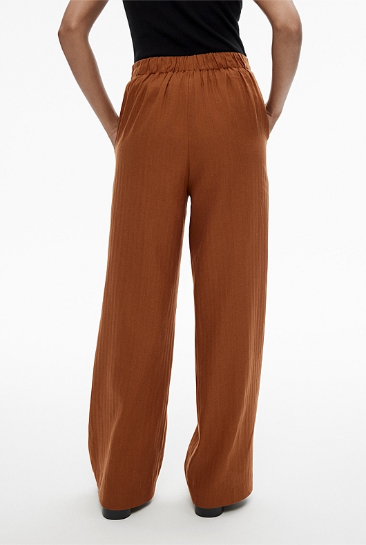 Cotton Linen Pull On Pant - Faded Terracotta