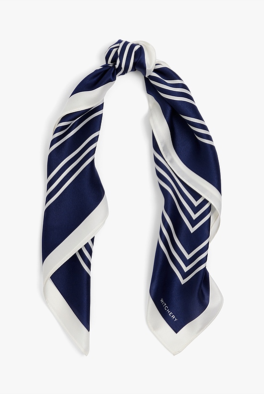 Stripe Print Scarf - Ink Blue