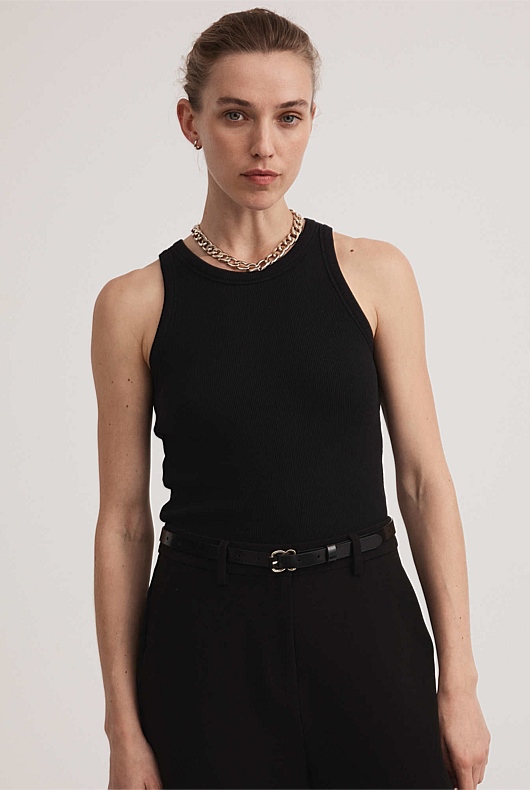 Racer Rib Tank - Black