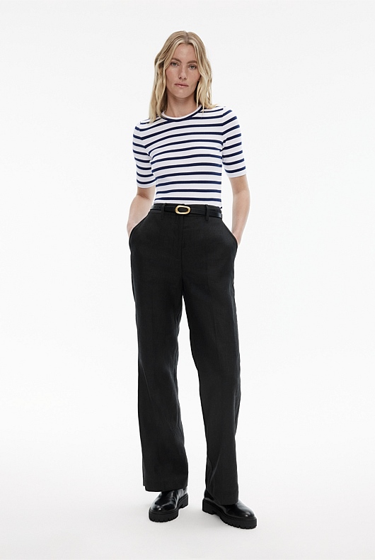 Stripe Crew Rib Tee - Ink