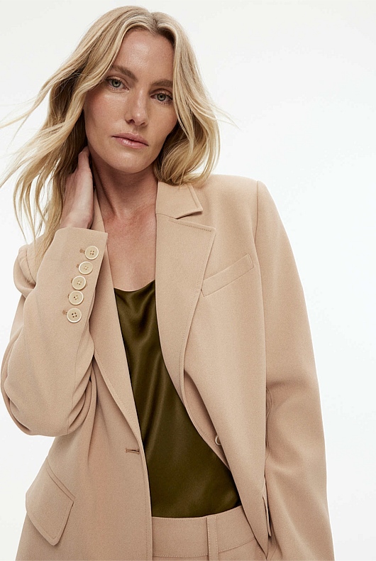 Boxy Single-Breasted Blazer - Washed Sand
