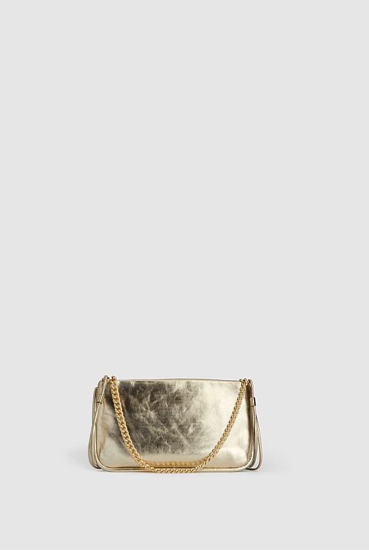 Metallic Leather Sling - Gold