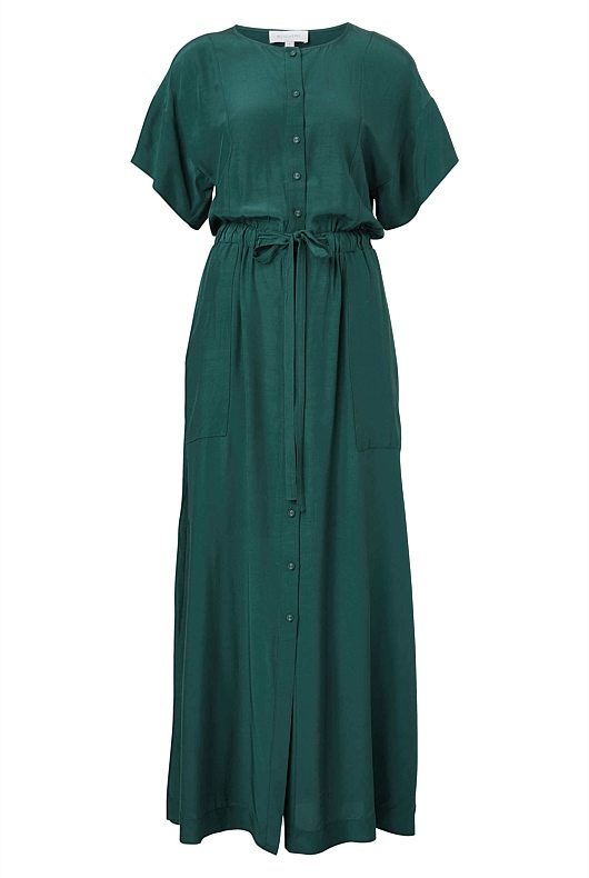 Modern Maxi Shirt Dress - Petrol Green