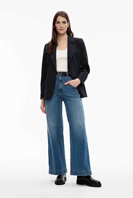 Wide Leg Angled Pocket Jean - Indigo