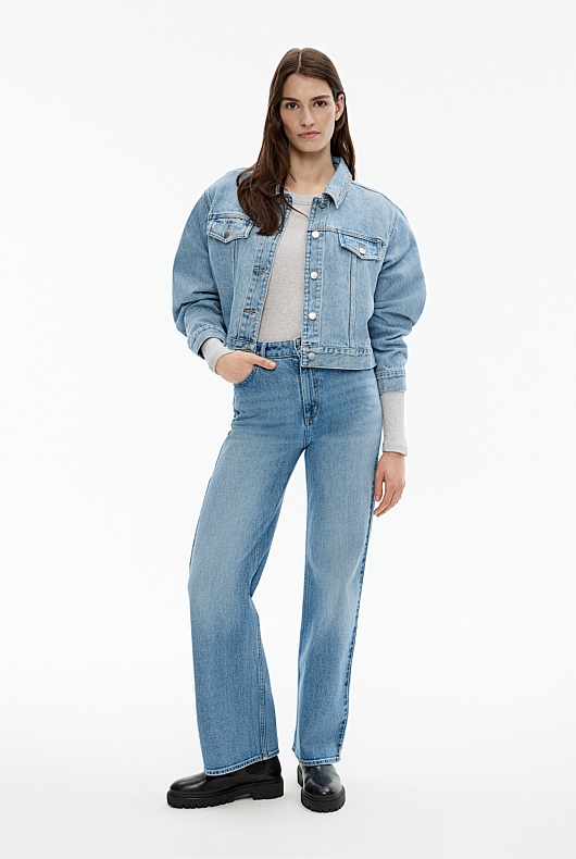 Long Sleeve Rib Top - Light Grey Marle