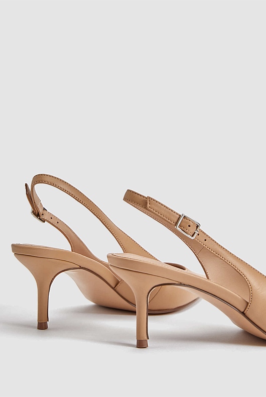 Slingback Leather 65mm Heel - Acorn