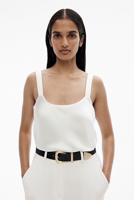 Silk Satin Scoop Camisole - Chalk