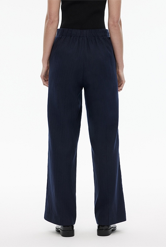 Cotton Linen Pull On Pant - Blue Night