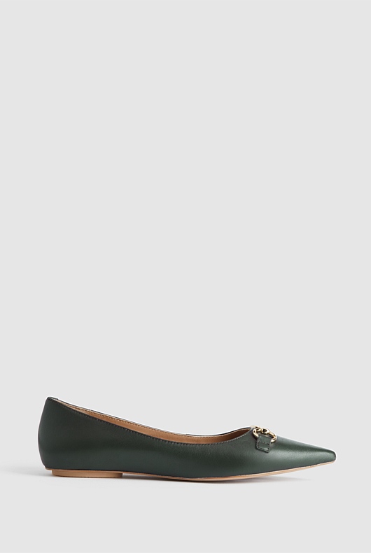 Snaffle Leather Pointed Flat - Teal Green