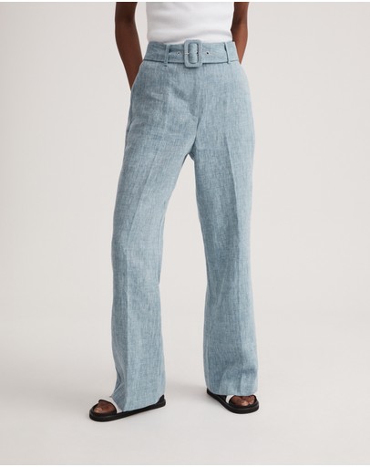 Witchery Yarn Dye Linen Belted Trouser