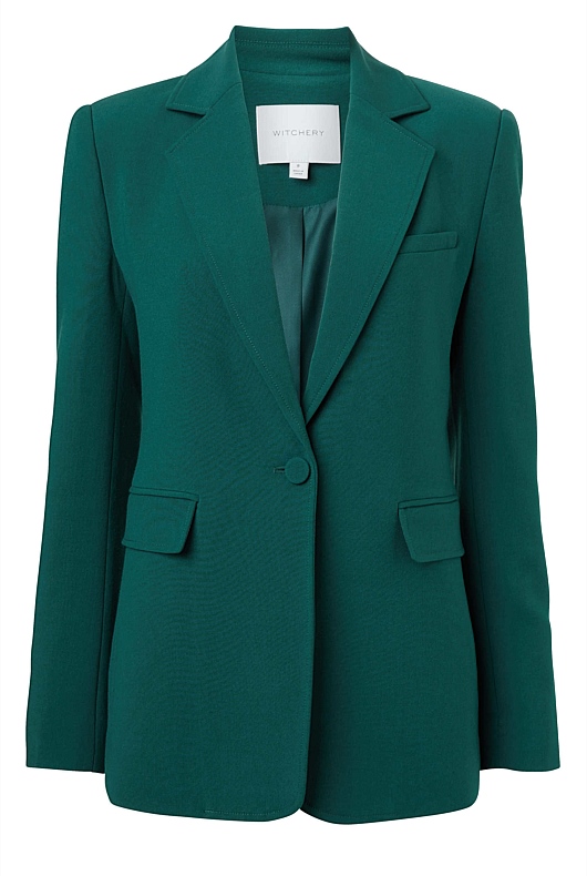 Classic Single-Breasted Blazer - Petrol Green