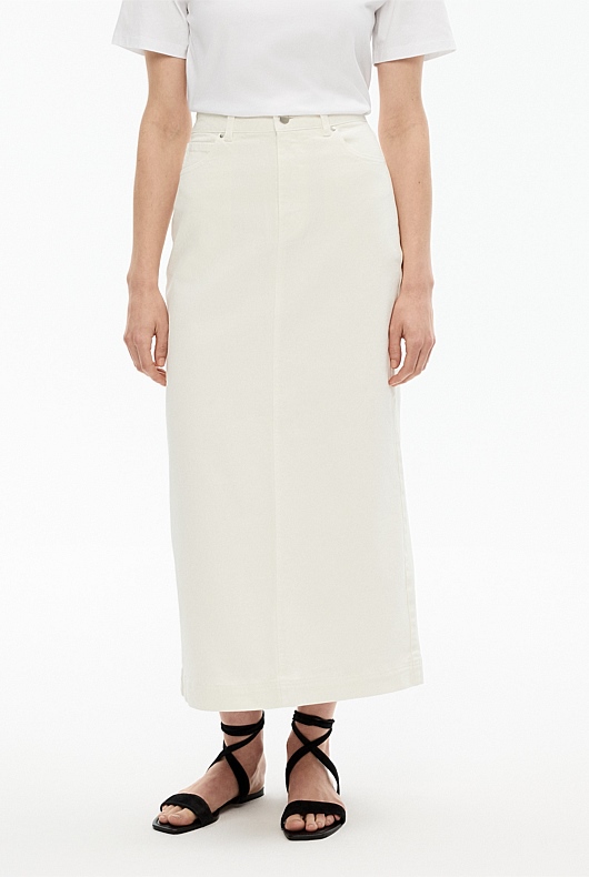 Denim Maxi Skirt - Parchment