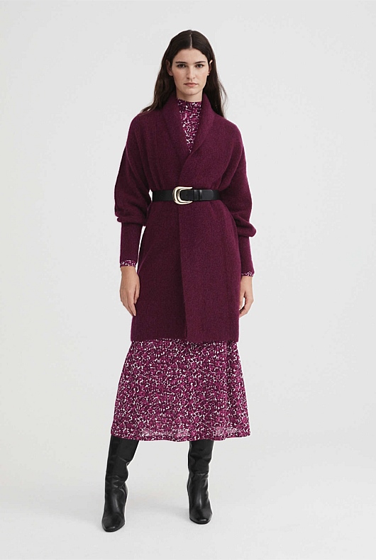 Mohair Knit Cardigan - Deep Magenta
