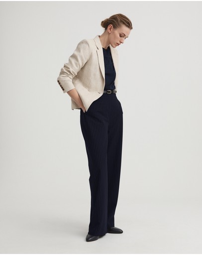 Witchery Yarn Dye Linen Single Breasted Blazer