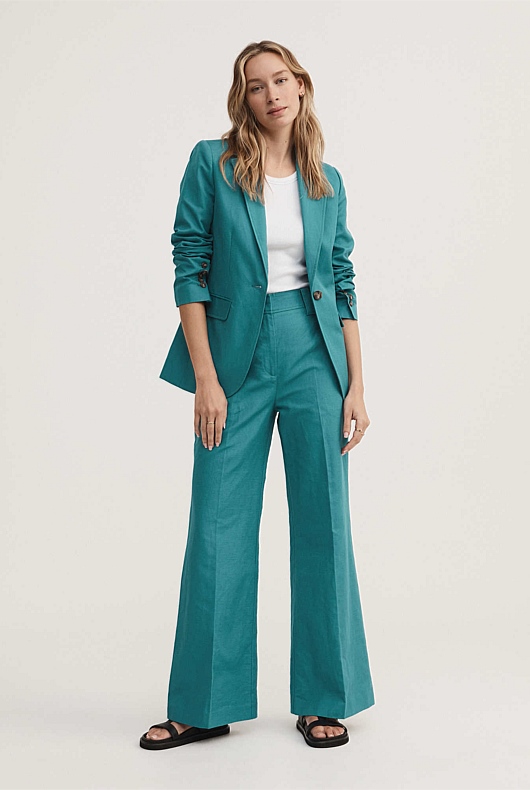 Cotton Linen Wide Leg - Gem Green