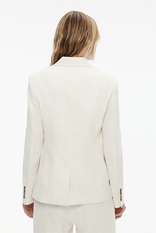 Cotton Linen Single-Breasted Blazer - Chalk