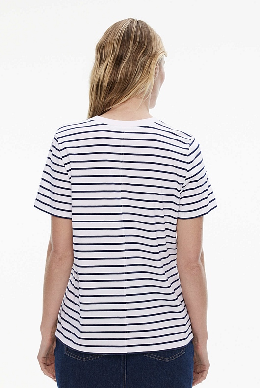 Stripe Staple Cotton Crew - Ink
