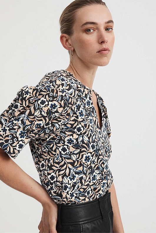 Midnight Floral Blouse - Black Floral
