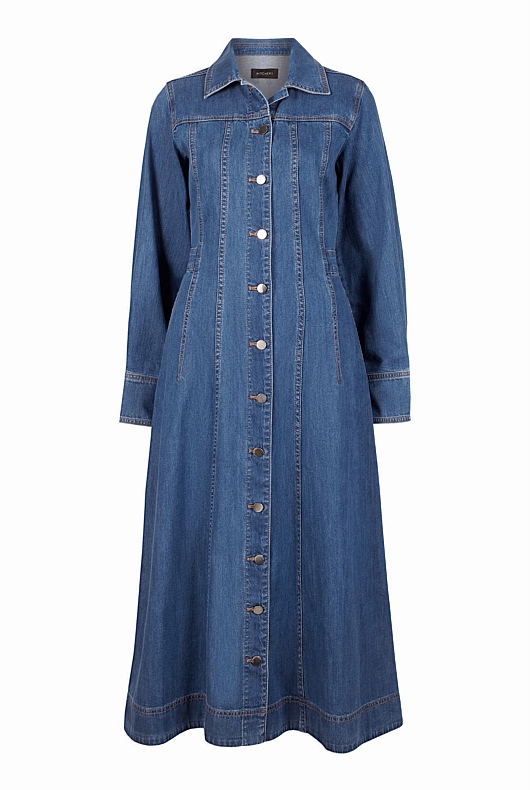 Denim Maxi Dress - Mid Blue Wash