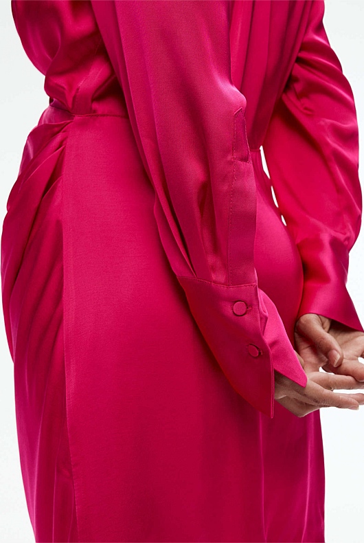 Wrap Mini Dress - Dahlia Pink