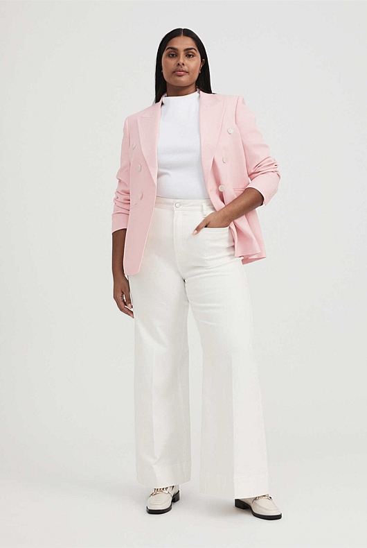 Pocket Detail Wide Leg Jean - Parchment