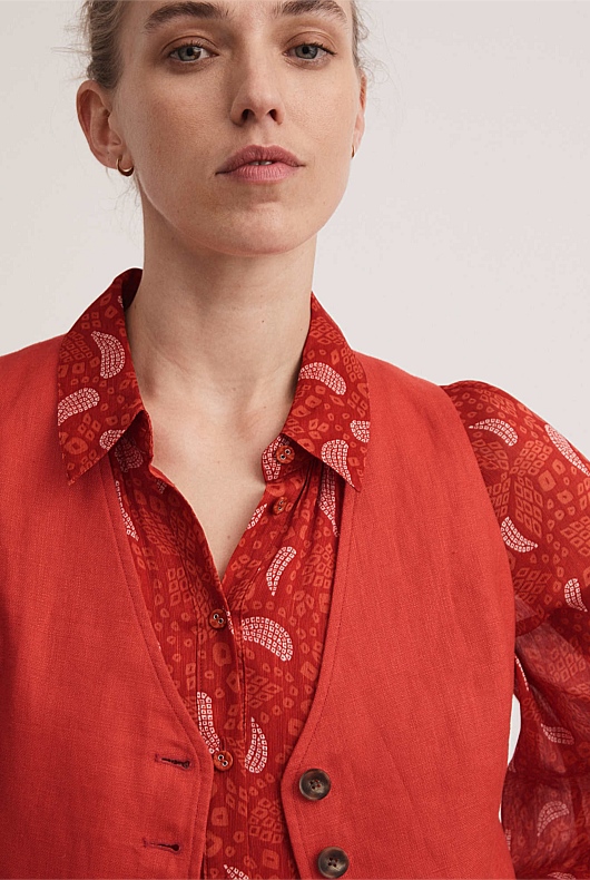 Linen Waistcoat - Tangelo