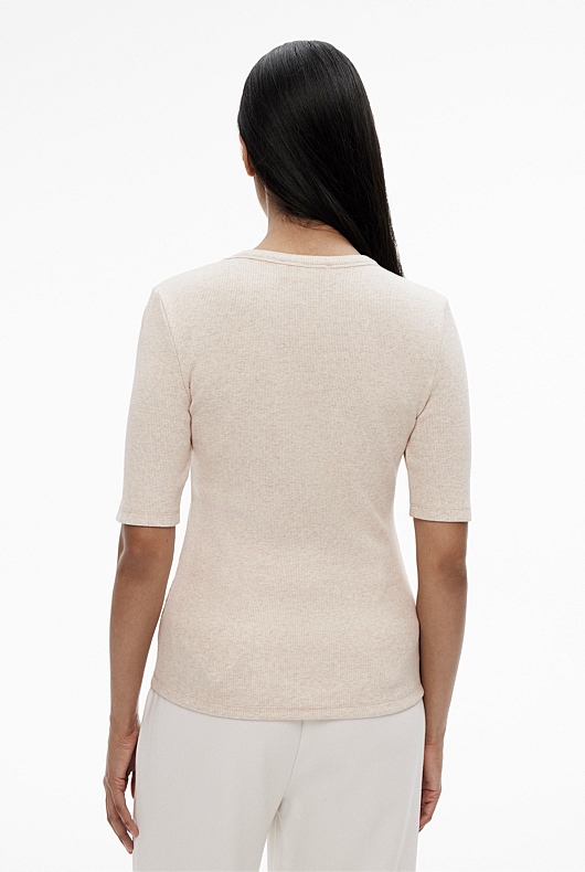 Crew Rib Tee - Oatmeal Marle