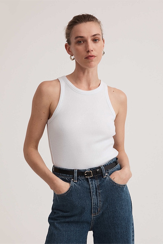 Racer Rib Tank - Pure White