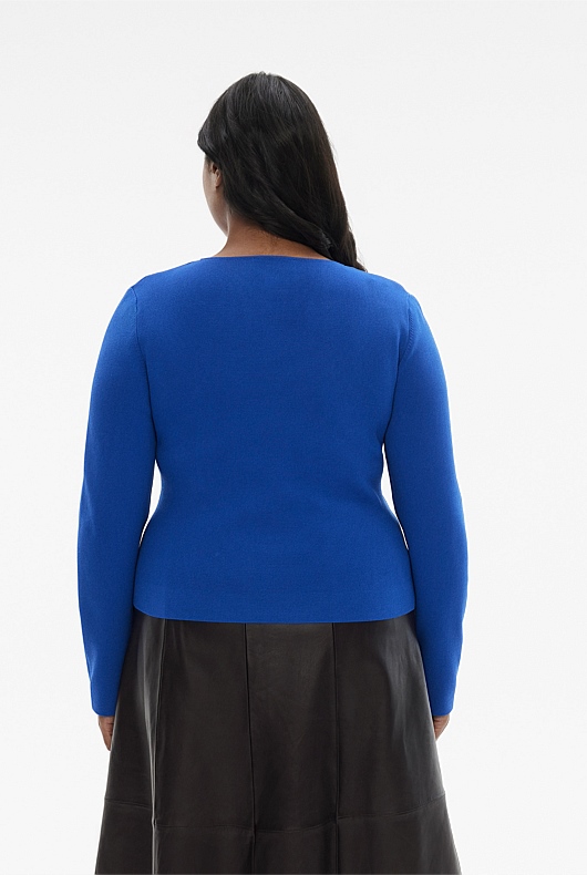 Crepe Sweetheart Long Sleeve Knit - Bold Blue