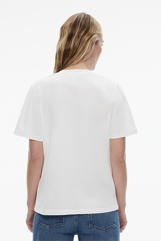 Cotton V Neck Tee - Pure White