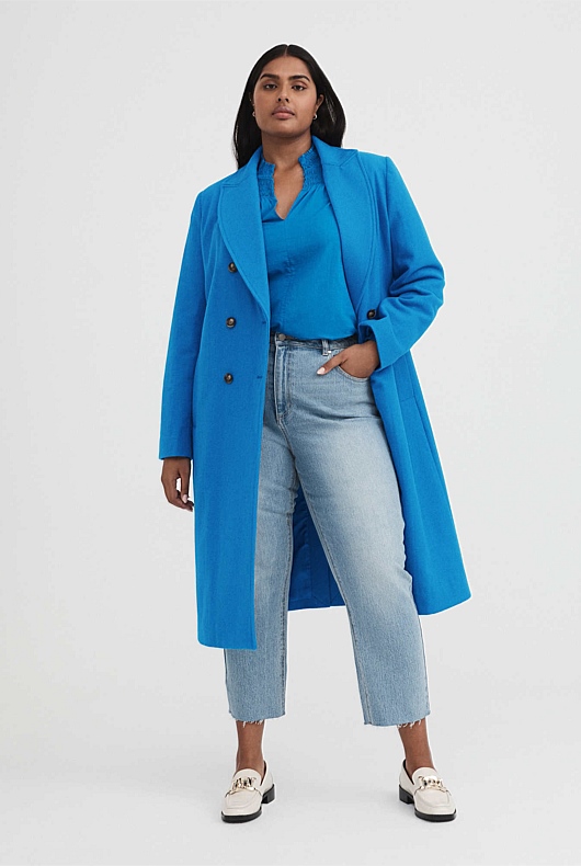 Cotton Shirred Blouse - Sorrento Blue