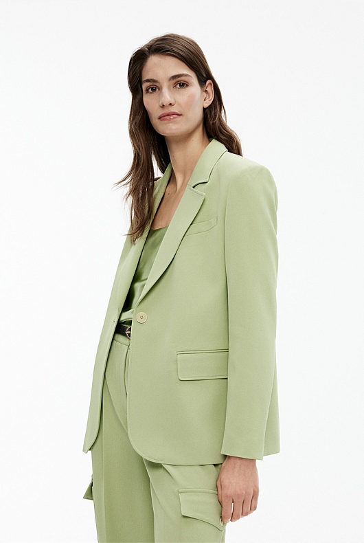 Boxy Single-Breasted Blazer - Pistachio
