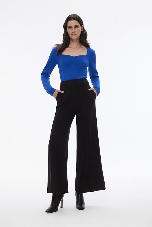 Crepe Sweetheart Long Sleeve Knit - Bold Blue