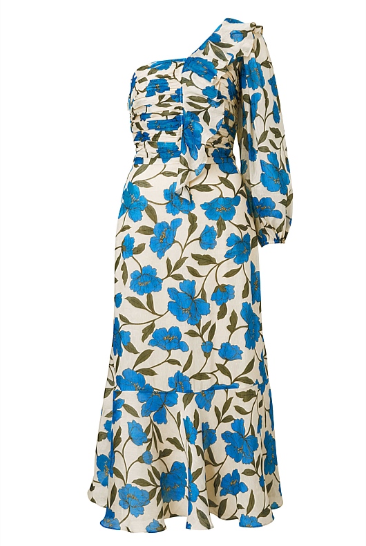 Silk Linen Blue Violet Dress - Lapis