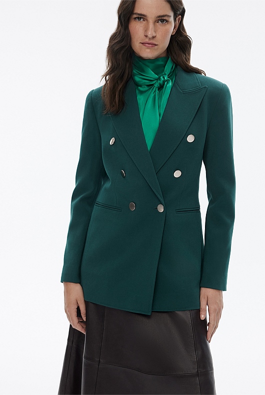 Classic Double Breasted Blazer - Petrol Green