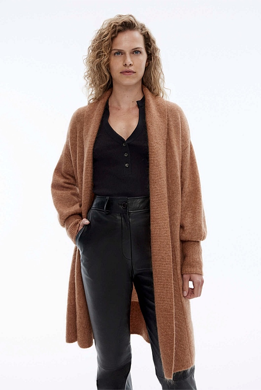 Mohair Knit Cardigan - Camel