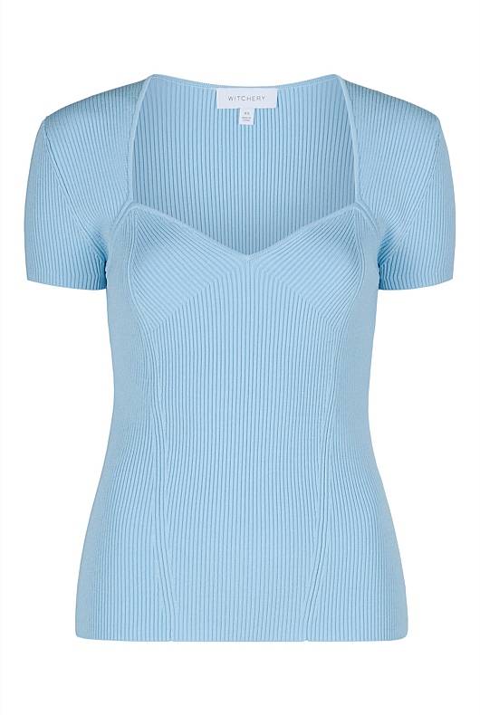 Sweetheart Neck Knit - Soft Blue