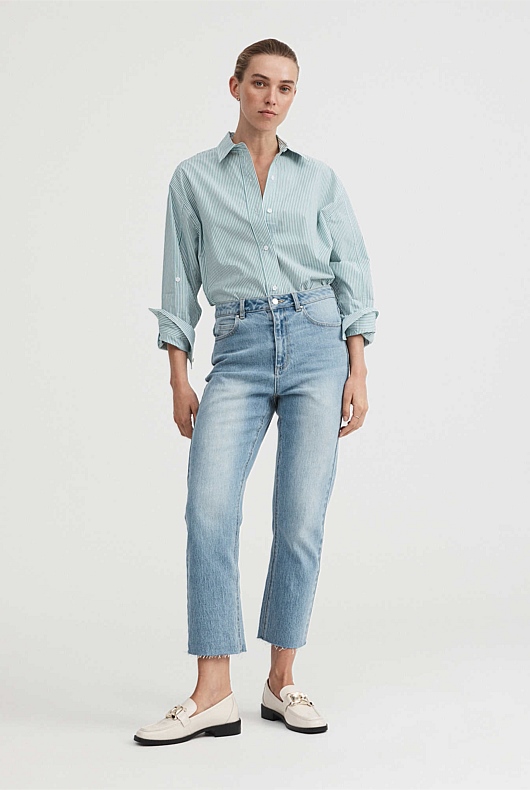 Modern Stripe Cotton Shirt - Oasis