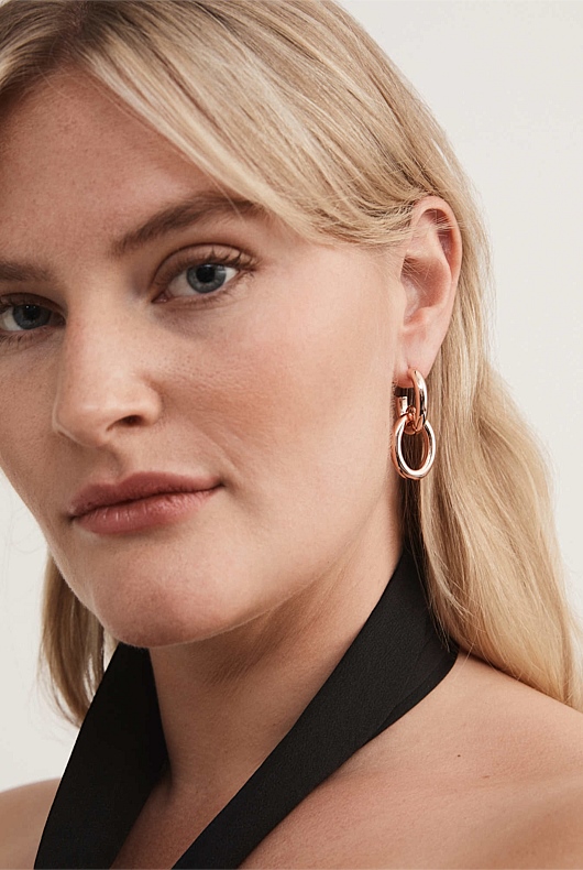 Chain Link Hoops - Rose Gold