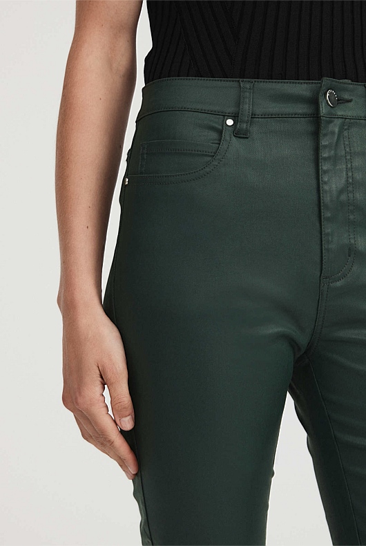 7/8 Coated Straight Jean - Dark Forest