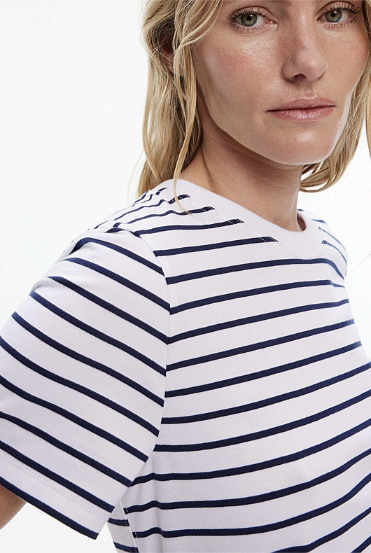 Stripe Staple Cotton Crew - Ink