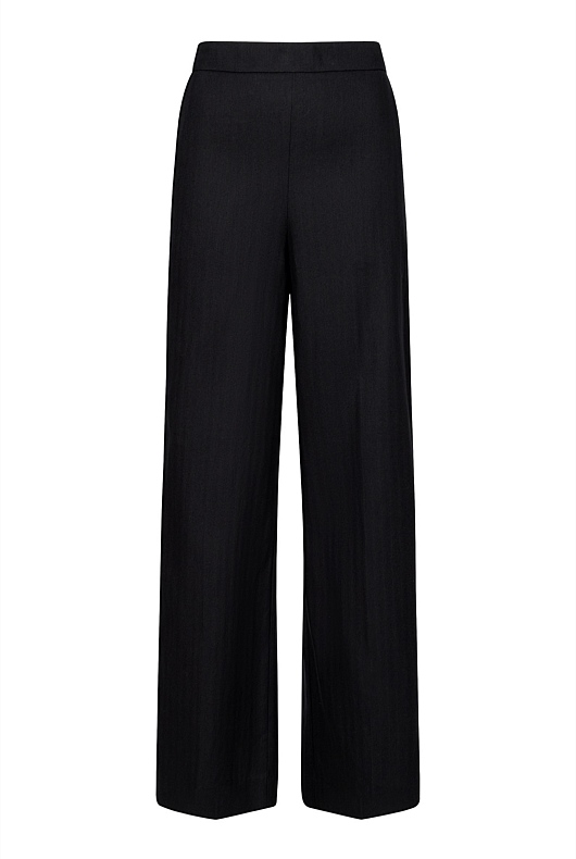 Cotton Linen Pull On Pant - Black