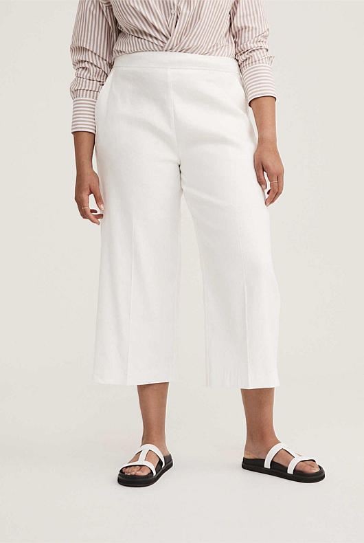 Stretch Linen Blend Pant - Chalk