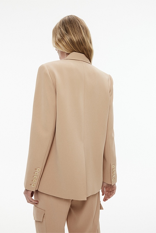 Boxy Single-Breasted Blazer - Washed Sand