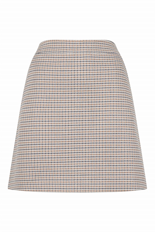 Ponte Check Mini Skirt - Umber